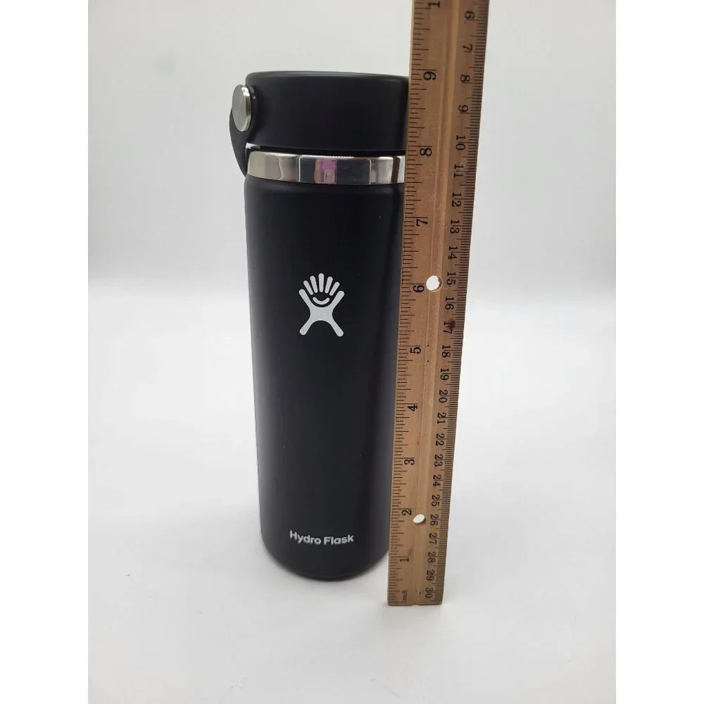 HYDROFLASK 20OZ Wide Mouth With Flex Strap Cap Black Coffee Hot Cold - Picture 5 of 6